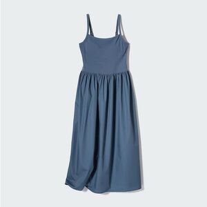 Uniqlo Navy Blue Midi Dress with Built in Bra and Pockets